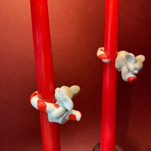 House of Lloyd Christmas Vintage 1988 Mice Taper Candle Huggers Set of 2